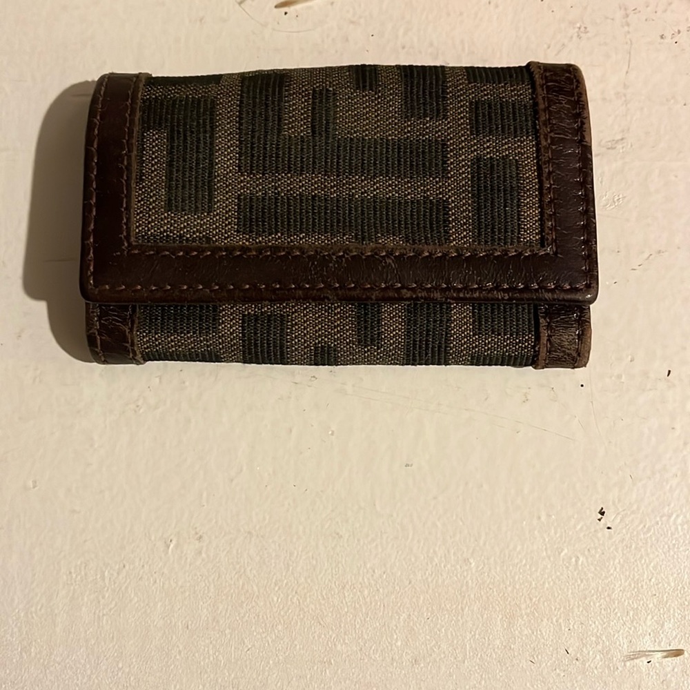 Fendi Black and Brown Key Card Holder Sleek Design